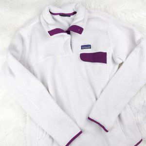 Patagonia White and Purple Snap-T Fleece Pullover
